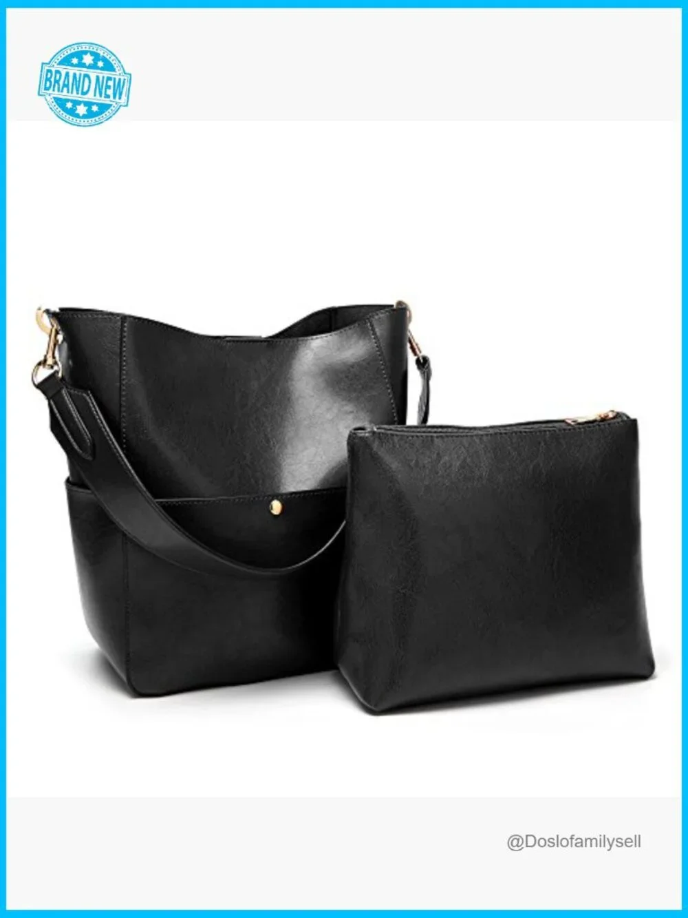 Pu Leather Bucket Tote Purse Medium Satchel Hobo Work Shoulder Bag
